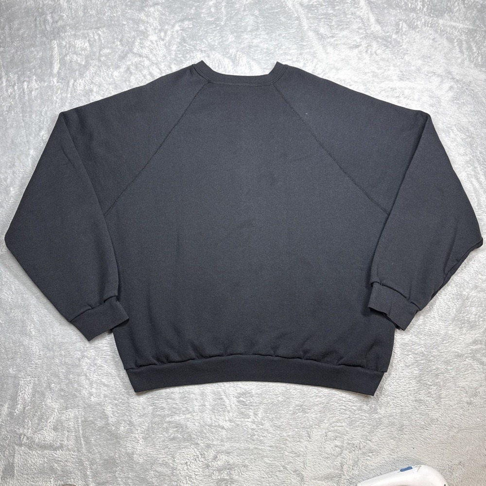 Vintage Tultex Sweatshirt Men 2XL Black Blank Raglan Distressed USA 90s